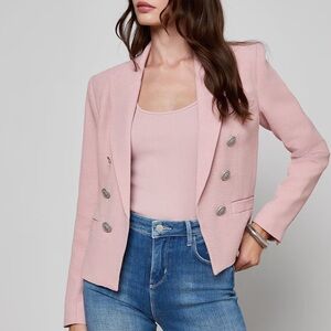 L'AGENCE Brook Open Front Blazer in Pale Rose